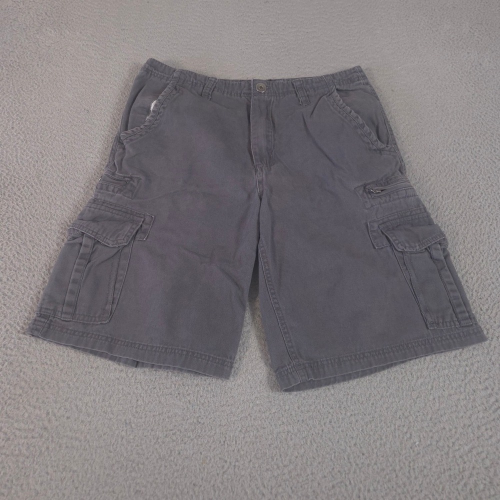 No Boundaries Shorts Mens 32 Grey Granite Cotton Cargo Multi-Pocket Y2K 90s